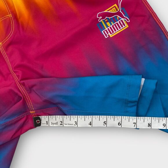 $60 Puma Swim Board Shorts Mens Medium Tie Dye 7" Colorful Lava Above Knee 2023 - Picture 14 of 14